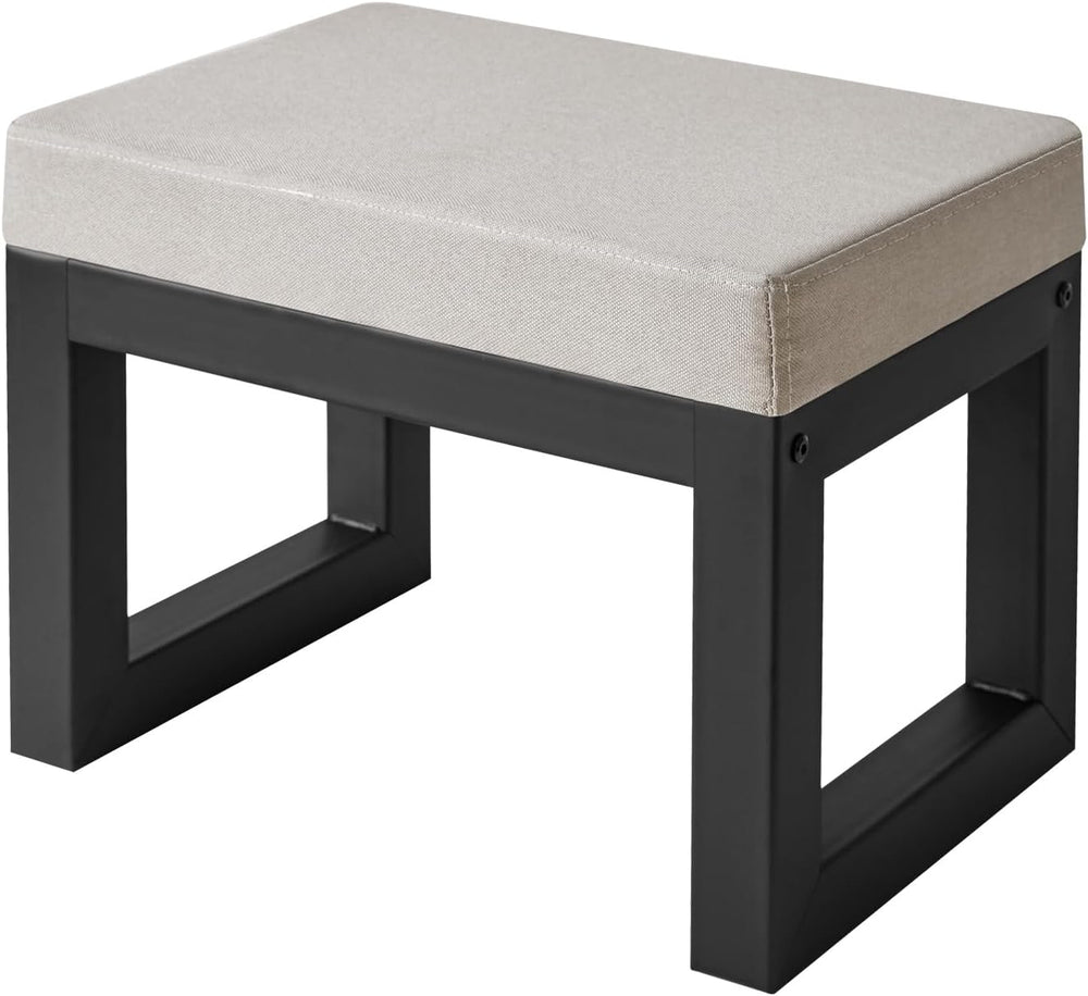 IBUYKE Small Footstool Ottoman, Linen Fabric Footrest, Grey