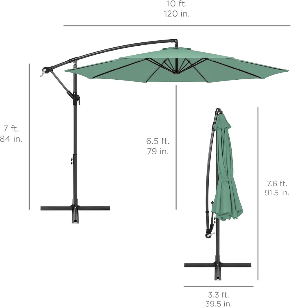 Best Choice Products 10ft Offset Cantilever Hanging Market Patio Umbrella, 8 ...