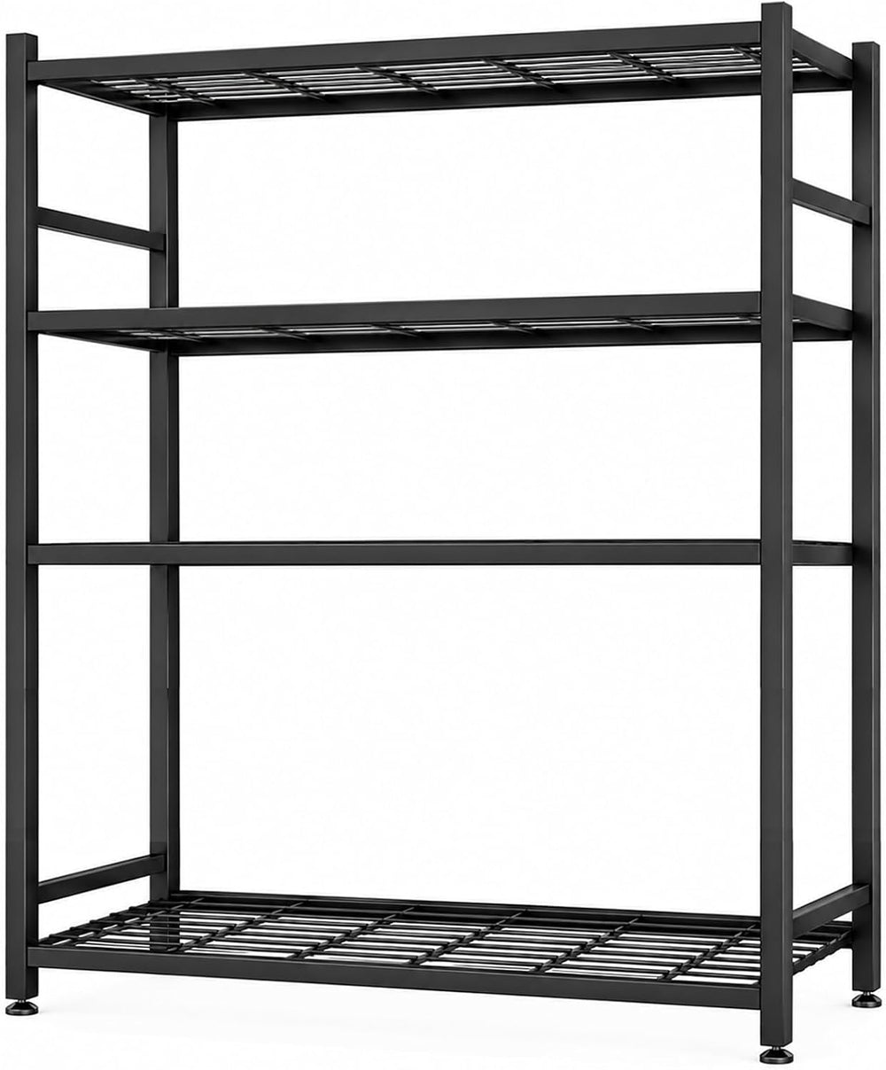 36.4" W Storage Shelves, 4-Tier Metal Shelving Unit with Leveling Feet