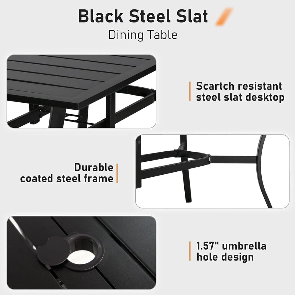 7 Pieces Patio Metal Furniture Outdoor Dining Set with 6 Stackable Bistro Cha...