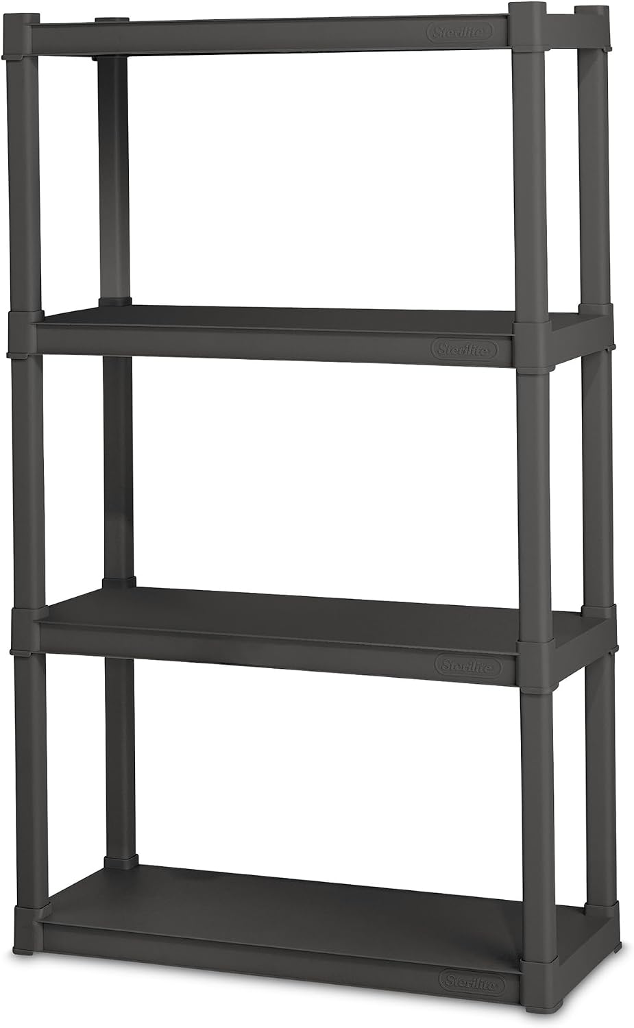 Sterilite 4 Shelf Unit, Heavy-Duty Plastic Utility Storage Rack, 2-Pack