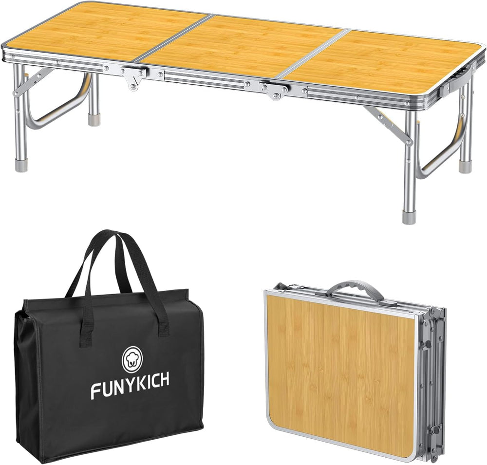 FUNYKICH 3ft Low Folding Camping Table with Carry Bag, 34.2'' Lx15.7&...