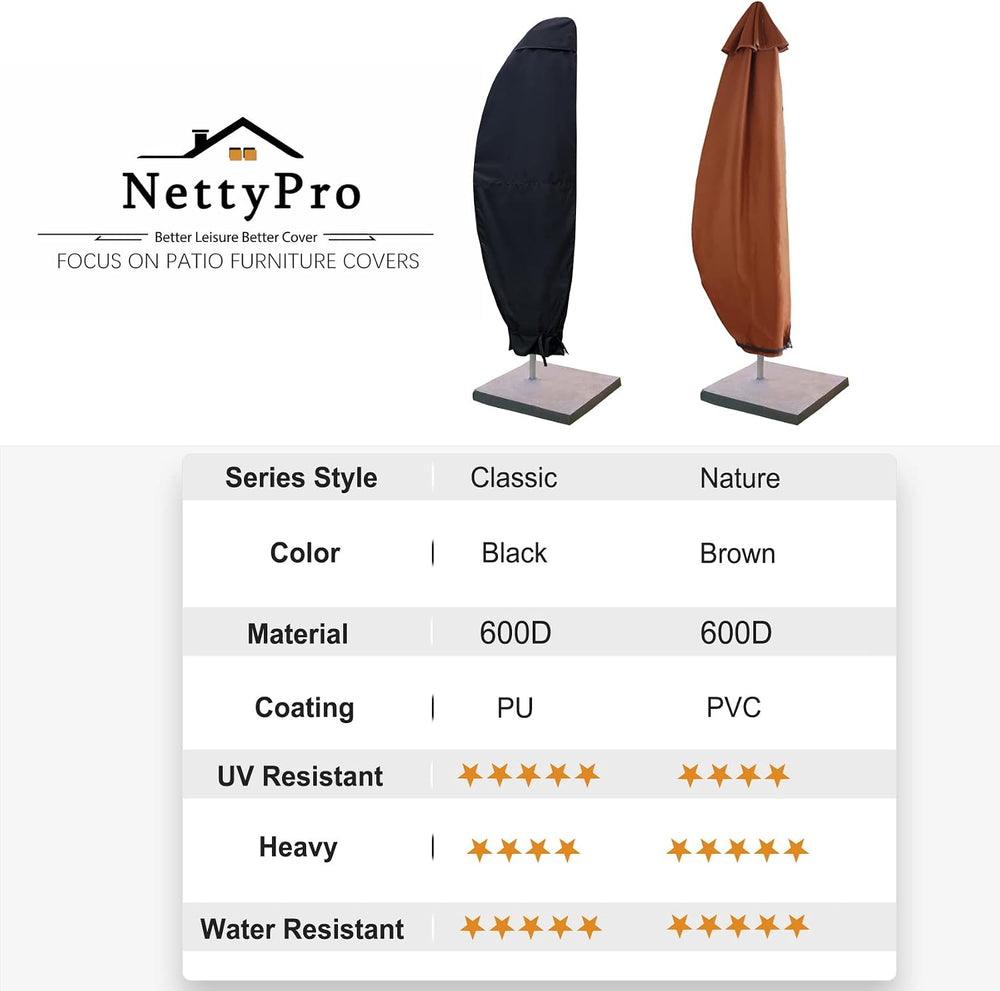 NettyPro Patio Umbrella Cover Outdoor Waterproof Cantilever Parasol Banana Um...