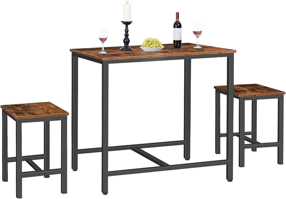 HOOBRO 3-Piece Industrial Dining Table Set, Kitchen Table, Space Saving Dinet...
