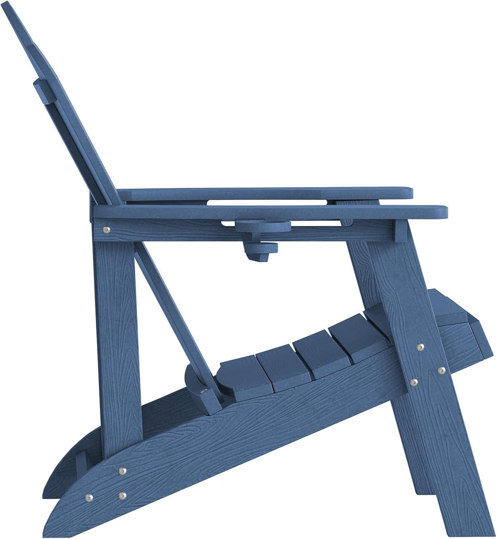 LUE BONA HDPE Adirondack Chairs Set of 4, Blue Fire Pit Chairs