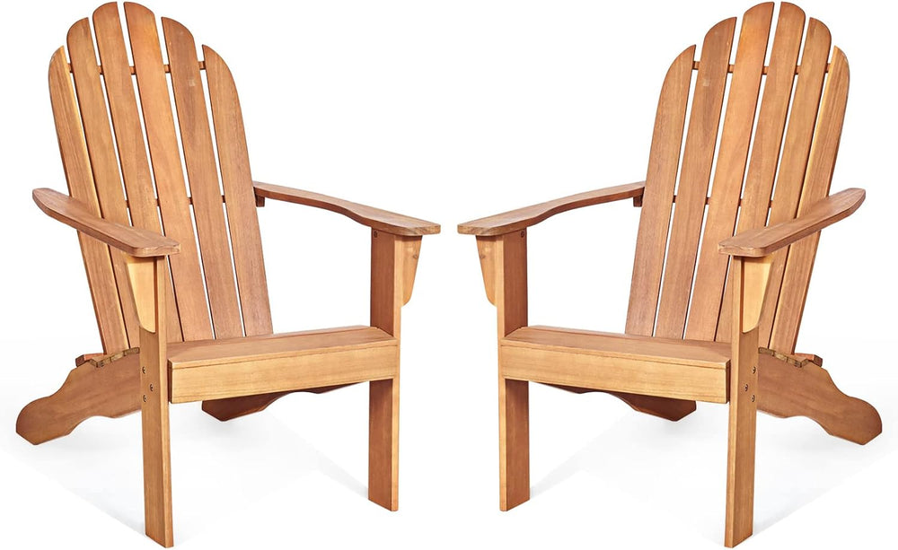 Tangkula Adirondack Chair, Acacia Wood Adirondack Lounger Chair, Outdoor Armc...