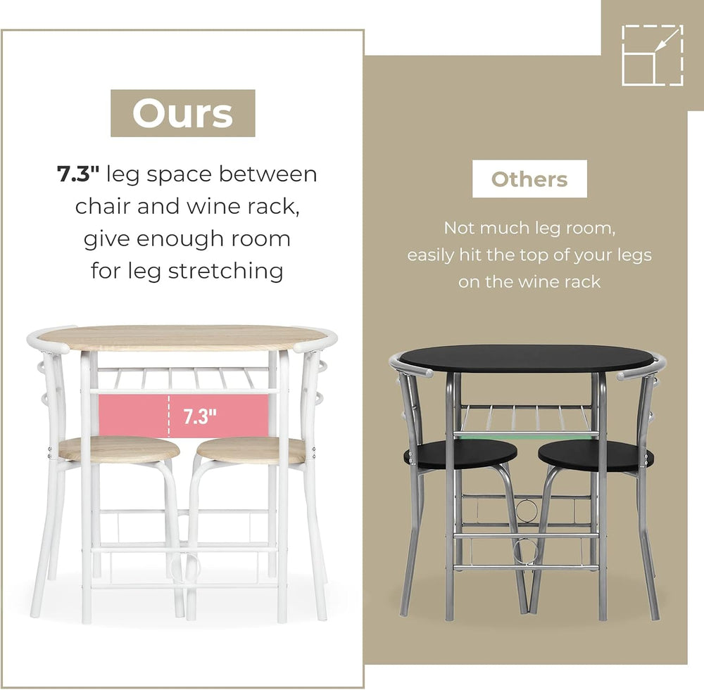VINGLI 3 Piece Dining Set,Small Kitchen Table Set for 2,Breakfast Table Set,K...
