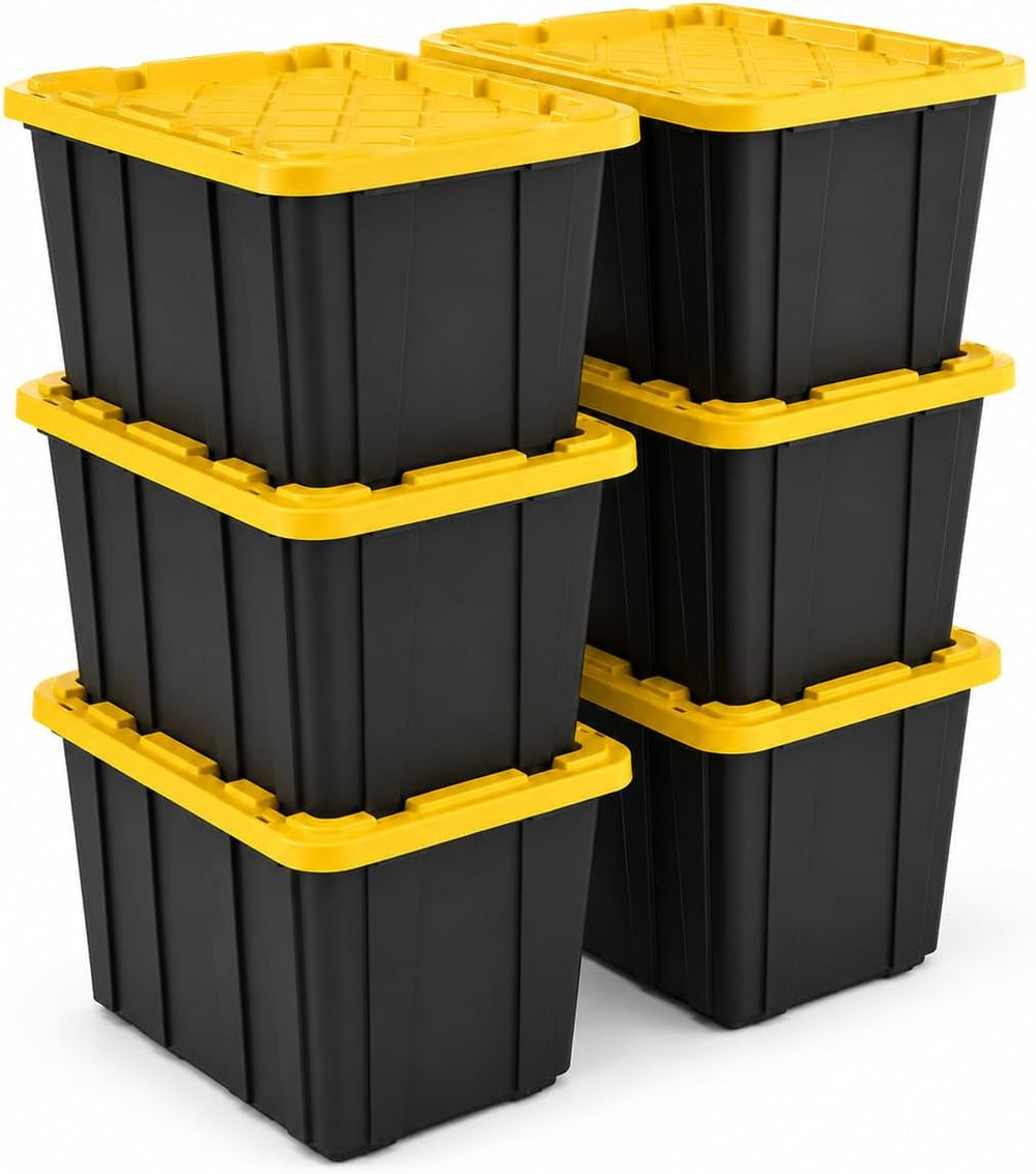 27 Gallon Storage Bins with Lids, 6 Pack Large Plastic Storage Totes