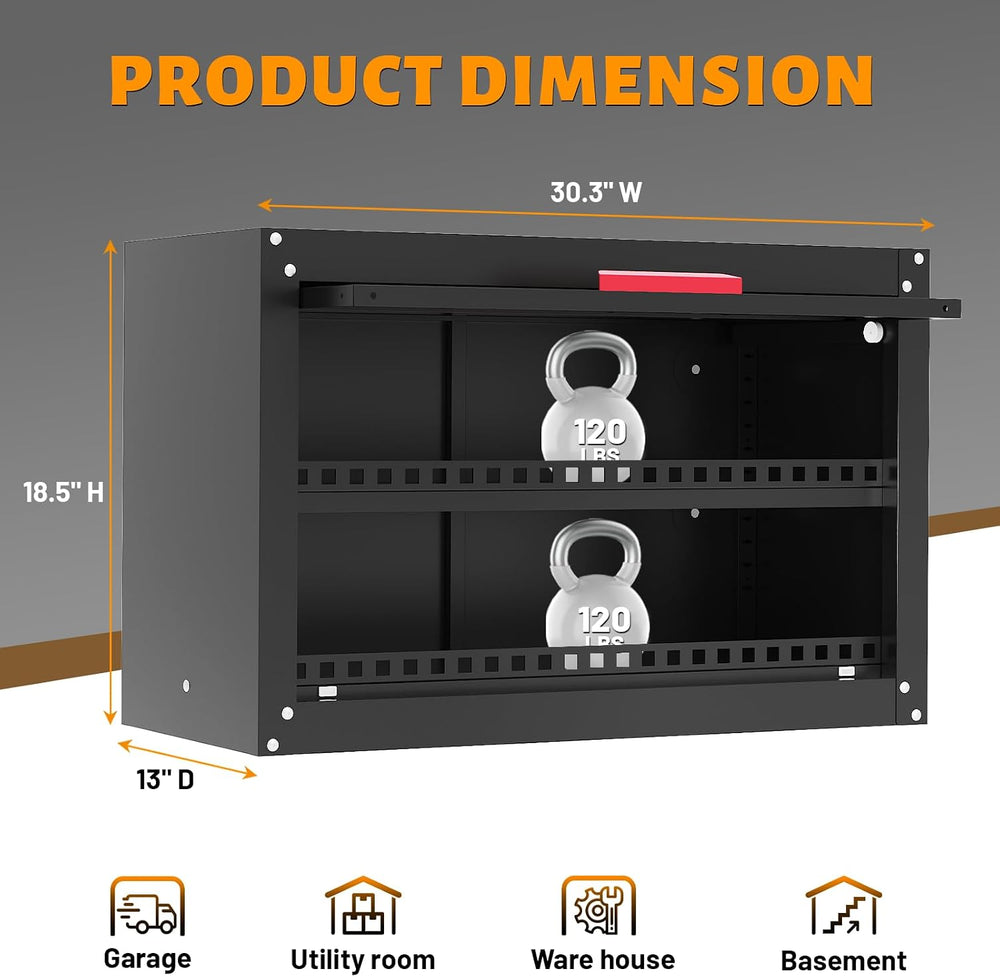 30" W Garage Wall Cabinet,Up Flip Door Metal Wall Cabinet with Adjustabl...