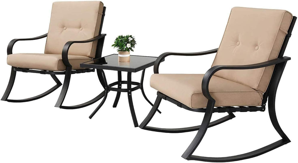 Oakcloud Oakmont Outdoor Furniture 3 Piece Conversation Bistro Set Rocking Ch...