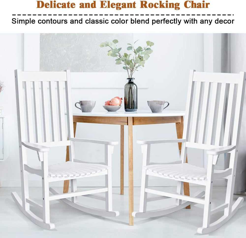 GIANTEX Rocking Chair Acacia Wood Frame, Porch Rocker Outdoor& Indoor for...