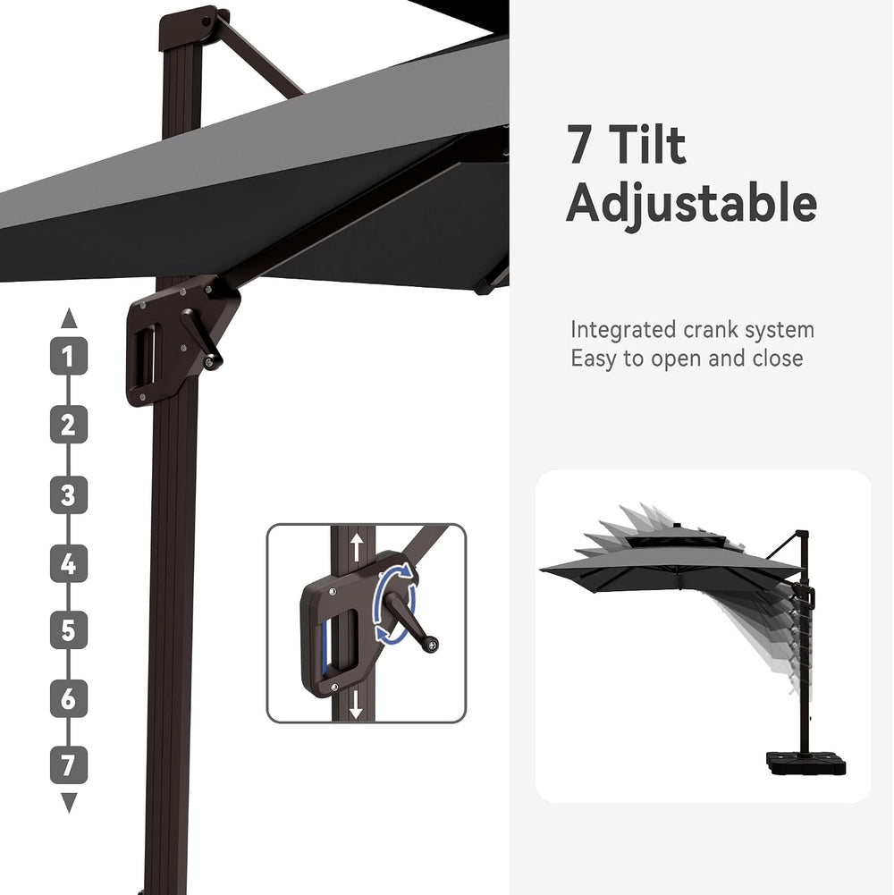 9' X 12' Cantilever Patio Outdoor Umbrella with Base Included