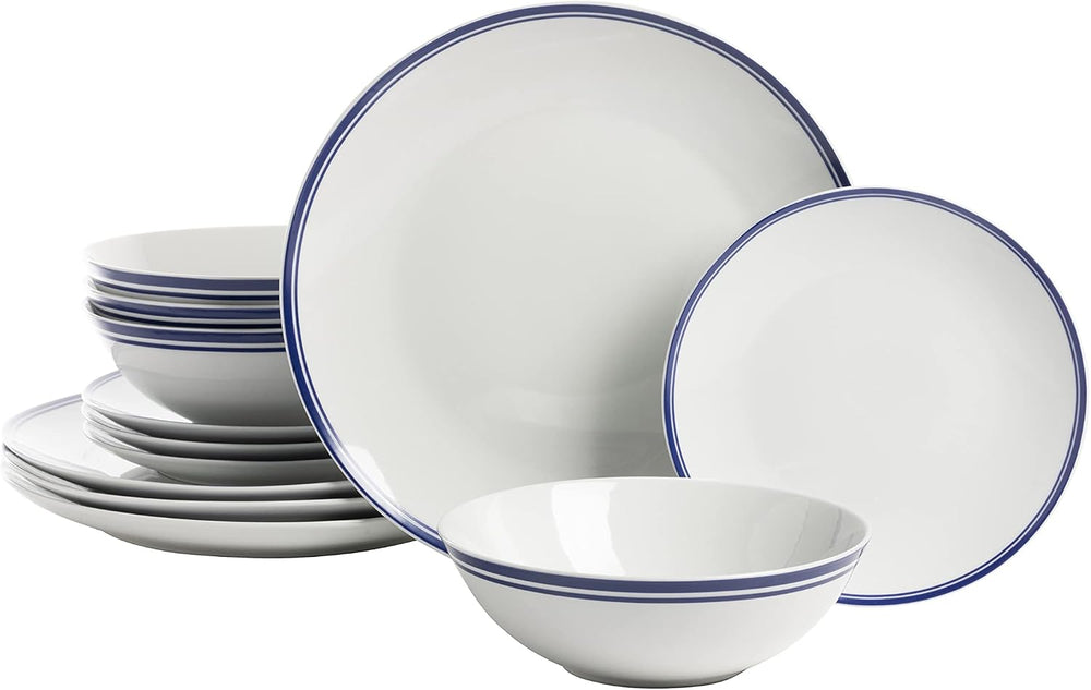 Café Stripe 12 Pc Dinnerware Set, Blue