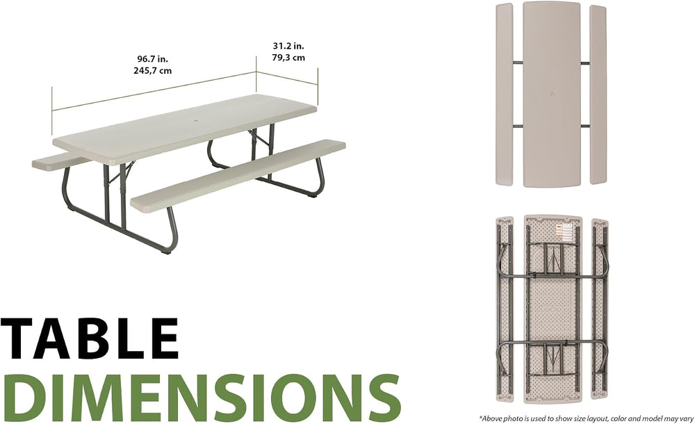 Lifetime 80123 Folding Picnic Table and Benches, 8'