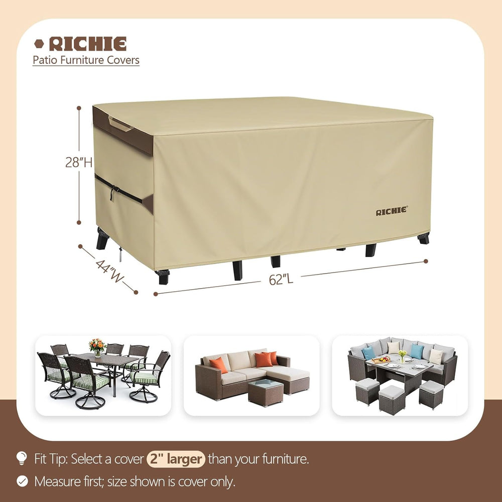 RICHIE Outdoor Patio Furniture Cover - Heavy Duty Waterproof 600D Tough Canva...