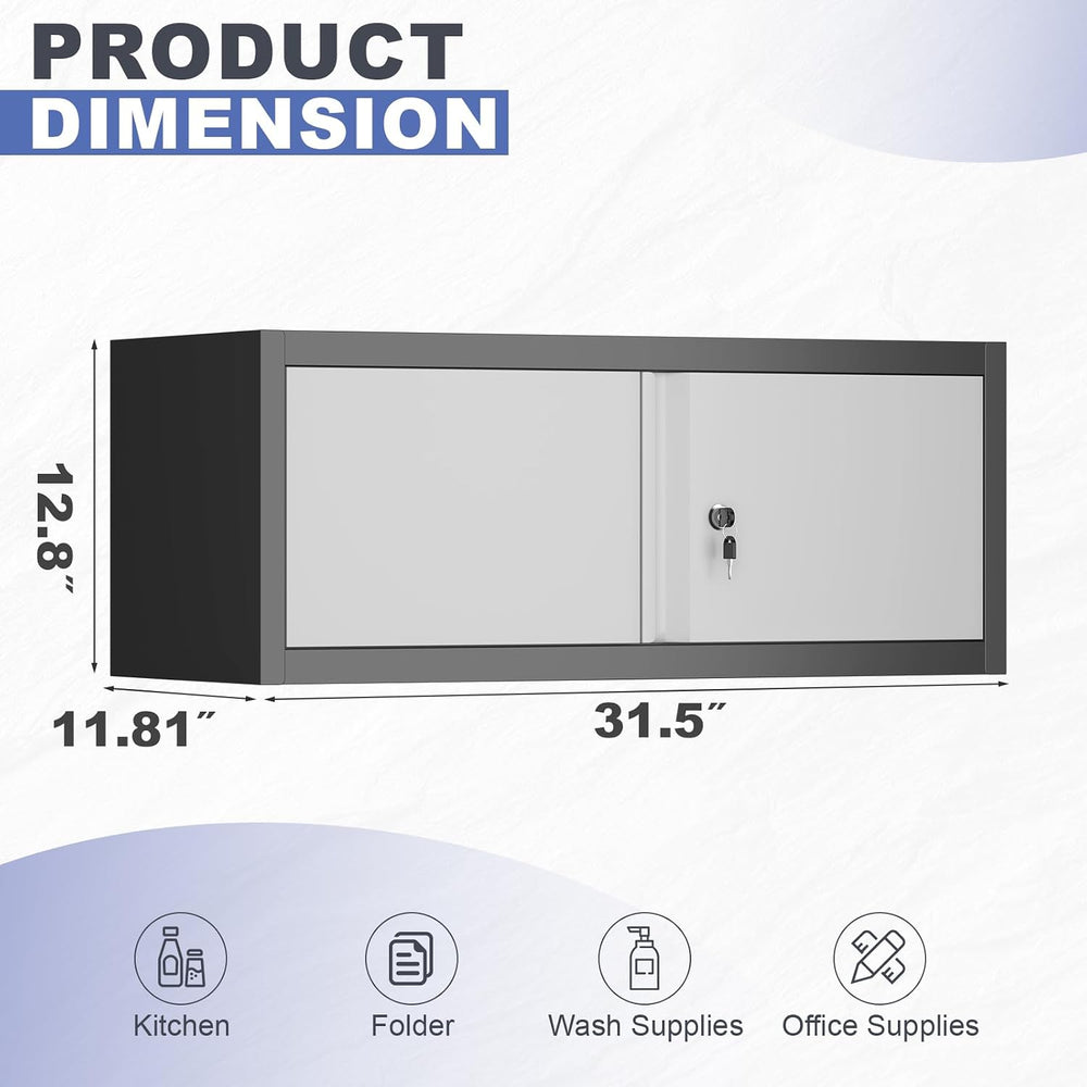 Wall Mounted Cabinet, Low-Profile Steel Garage Storage Cabinets, Space-Saving...