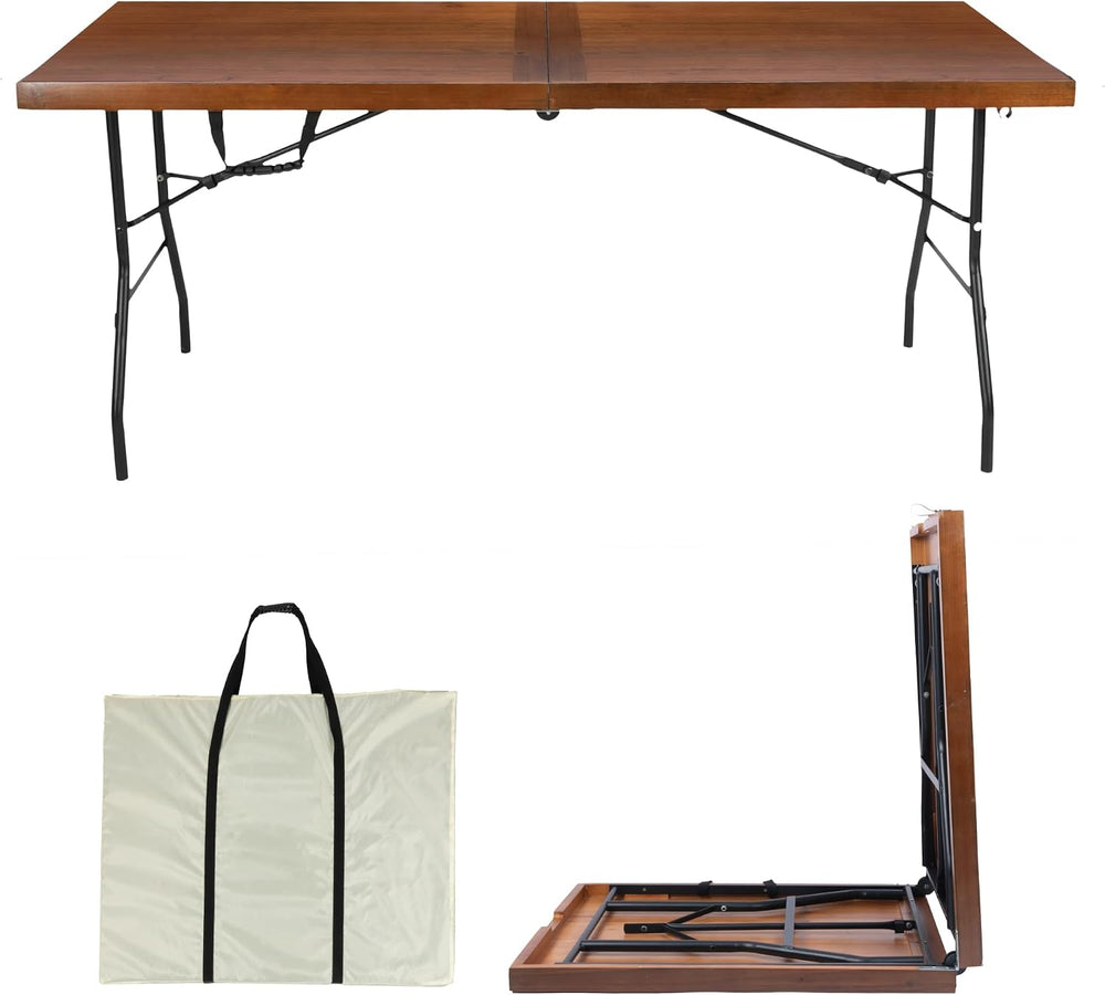 Sleekform 6 Ft Wooden Folding Banquet Table, 28 Inch, with Carry Handle