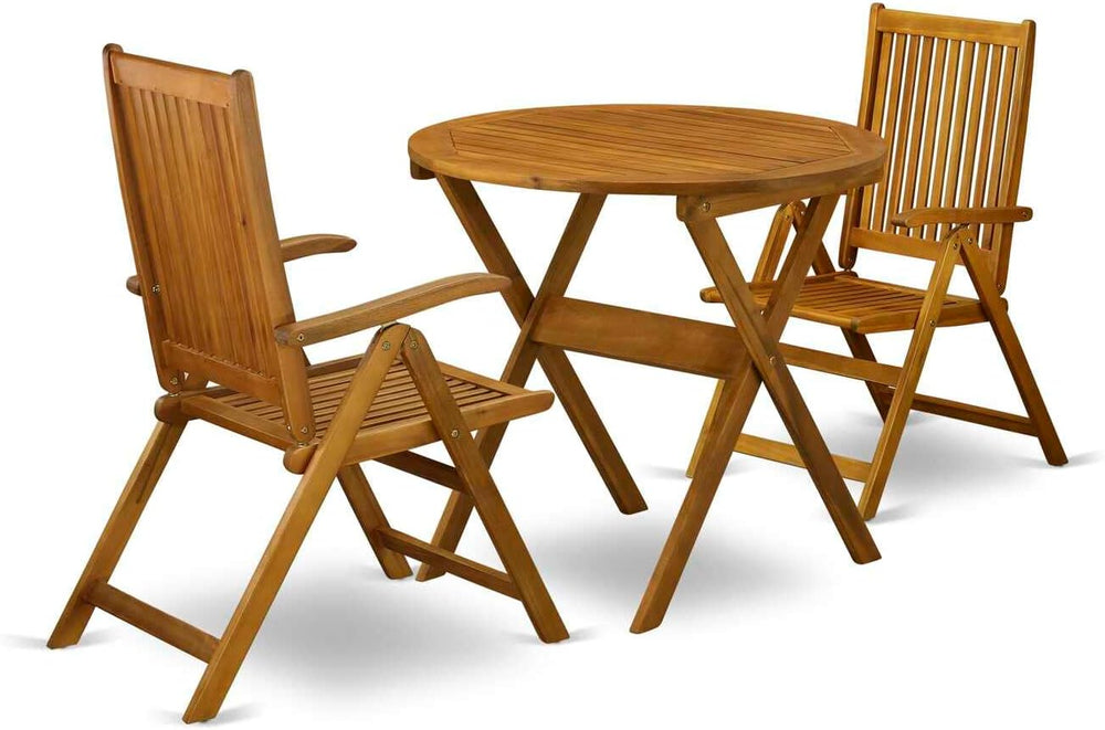 East West Furniture MNCN3C5NA 3 Piece Outdoor Conversation Bistro Set Contain...