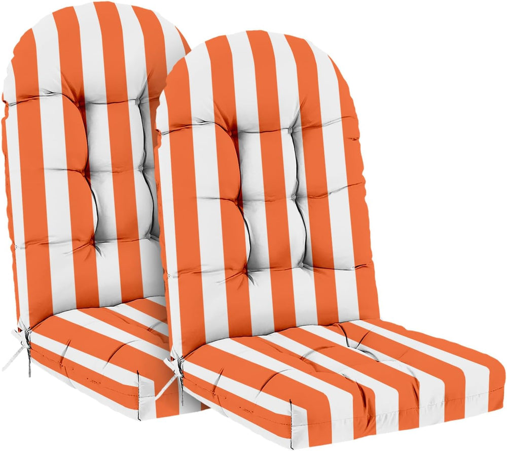 Adirondack Chair Cushions 44x19x4 in Set of 2, Orange Stripe