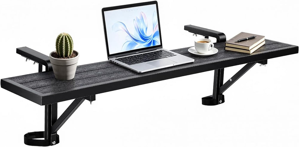 VEVOR Balcony Hanging Table 49" x 9.4" 60 lbs Balcony Railing Bar T...