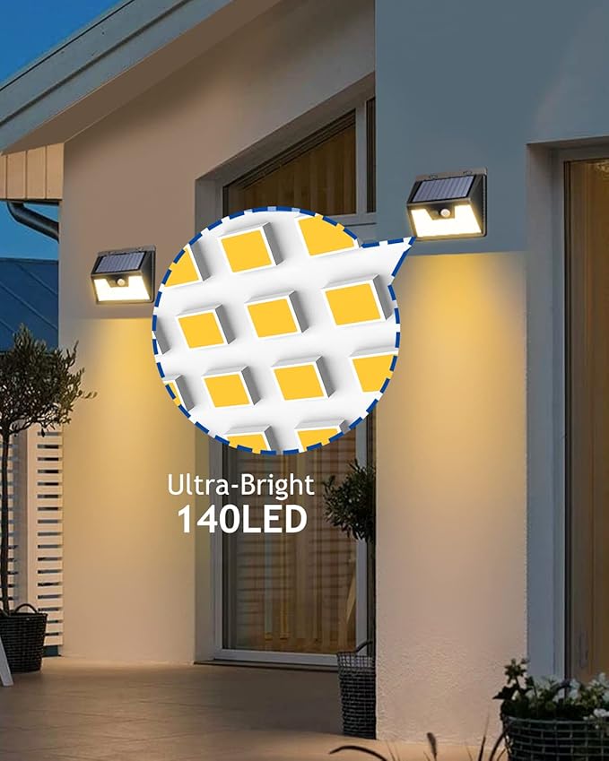 Peasur Solar Lights Outdoor Waterproof [8 Pack/140LED], Warm White Motion Sen...