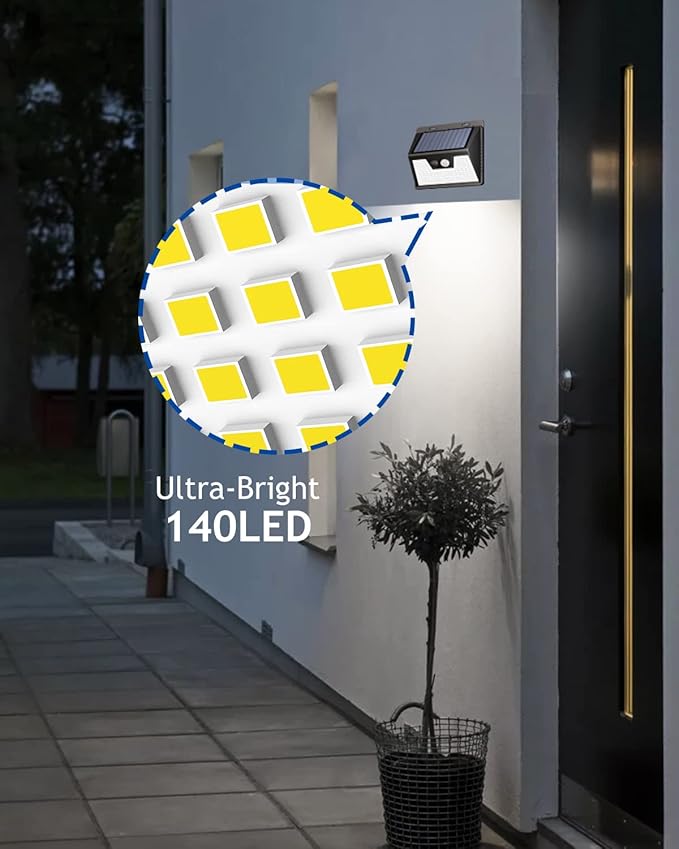 Peasur Solar Powered Lights Outdoor, 140LED 16Pack Motion Sensor Light Outsid...