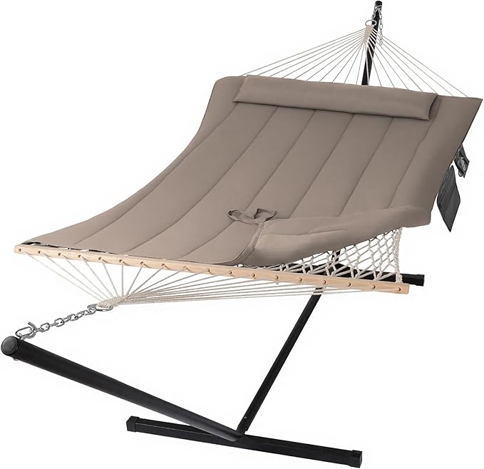 SUNCREAT Hammocks Two Person Hammock with 12ft Stand Included, Max 475lbs Cap...