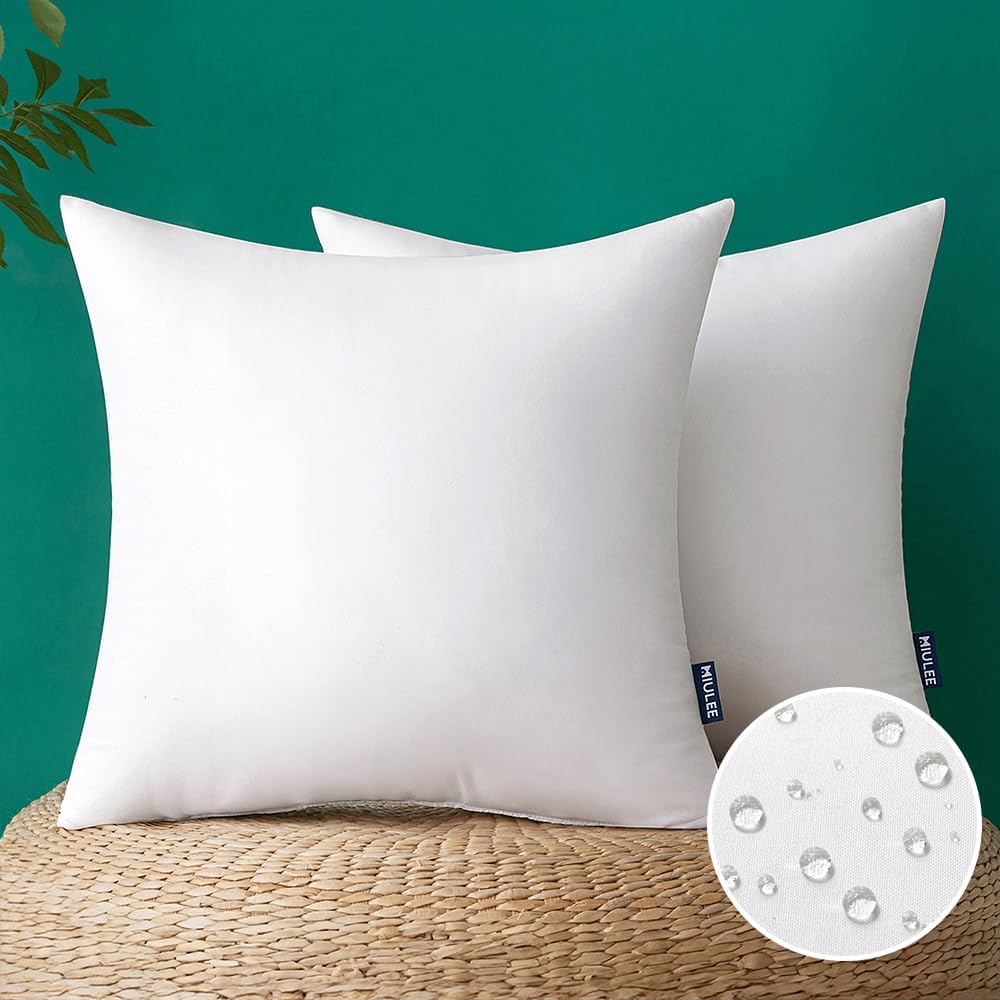 MIULEE 22x22 Inch Outdoor Pillow Inserts Set of 2, Waterproof Throw Pillows