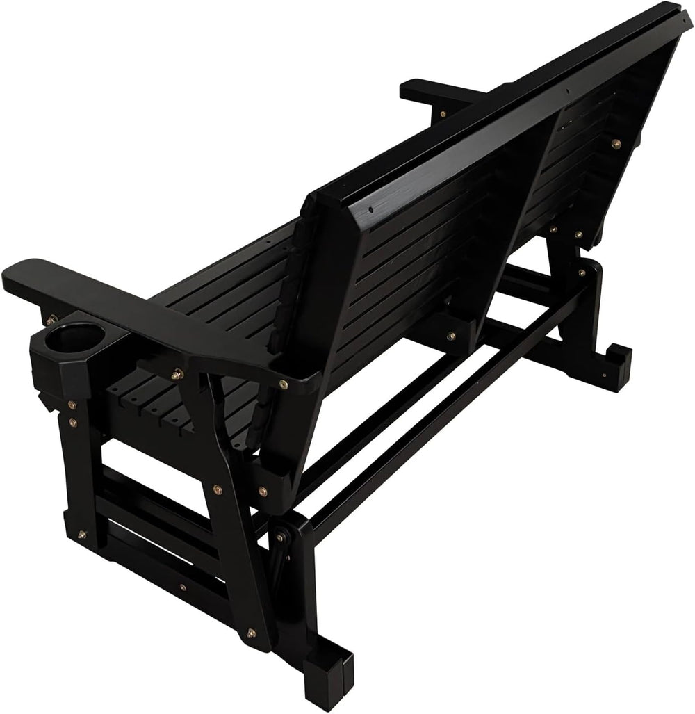 Fortune Candy Patio Glider with Cup Holders, Matte Black, 2-Seater