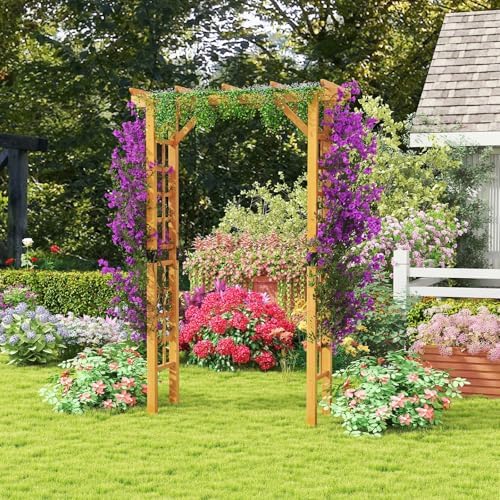 HAPPYGRILL 7 FT Wooden Garden Arch for Climbing Plants