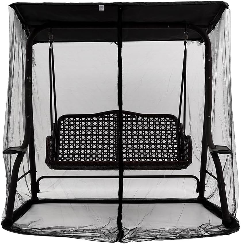 Patio Swing Mosquito Netting - Polyester Mesh Screen with Zipper Opening and ...