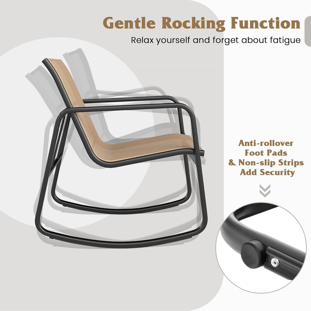 Tangkula 3 Piece Rocking Bistro Set, Patio Furniture Set with 2 Rocking Chair...
