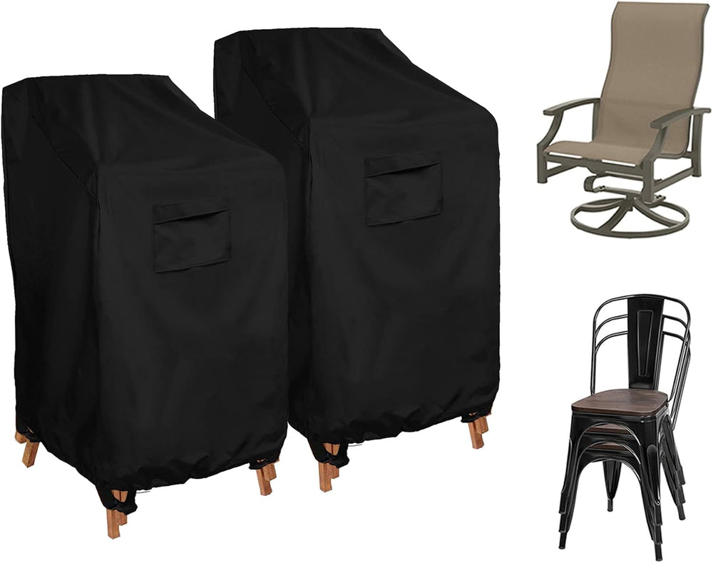 WOMACO Stackable Patio Chair Cover 2 Pack Waterproof Outdoor Stacking High Ba...