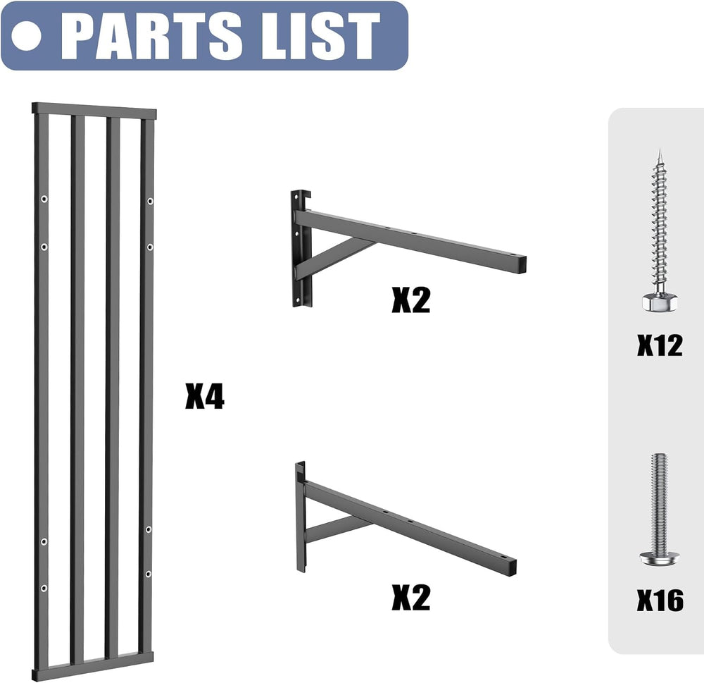 WALMANN 2-Pack Heavy Duty Wall Shelves, 2 ftx4 ft Wall Mounted Shelf