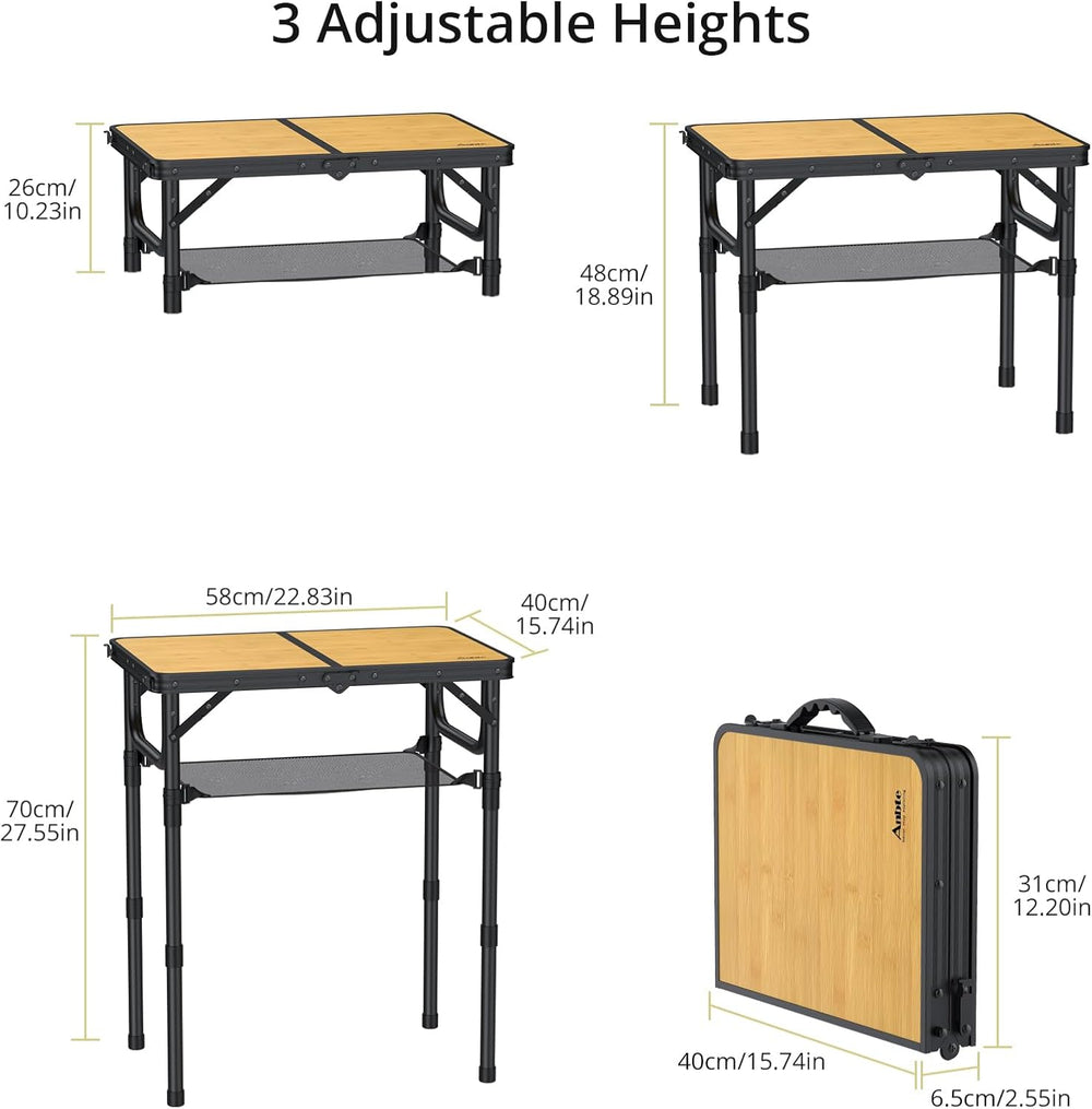 Anbte 2ft Camping Table Foldable, 24" x 16" Small Folding Table Por...