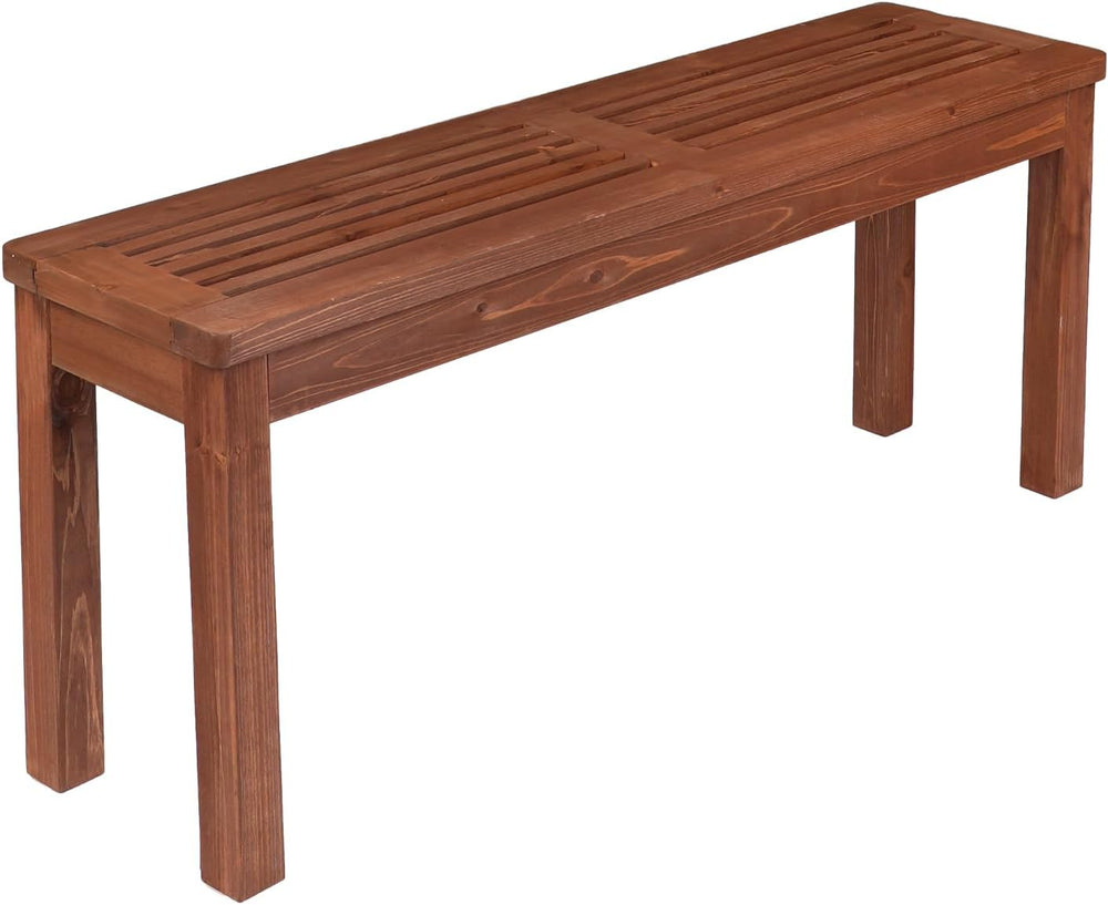 VINGLI Outdoor Wooden Bench, 45” Porch Bench Outdoor Backless Garden Bench, S...