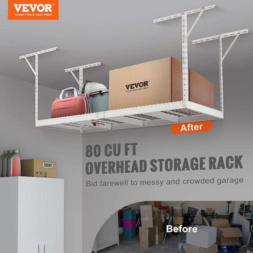 VEVOR Overhead Garage Storage Rack, 3x8 Ceiling Racks, Heavy Duty Adjustable ...