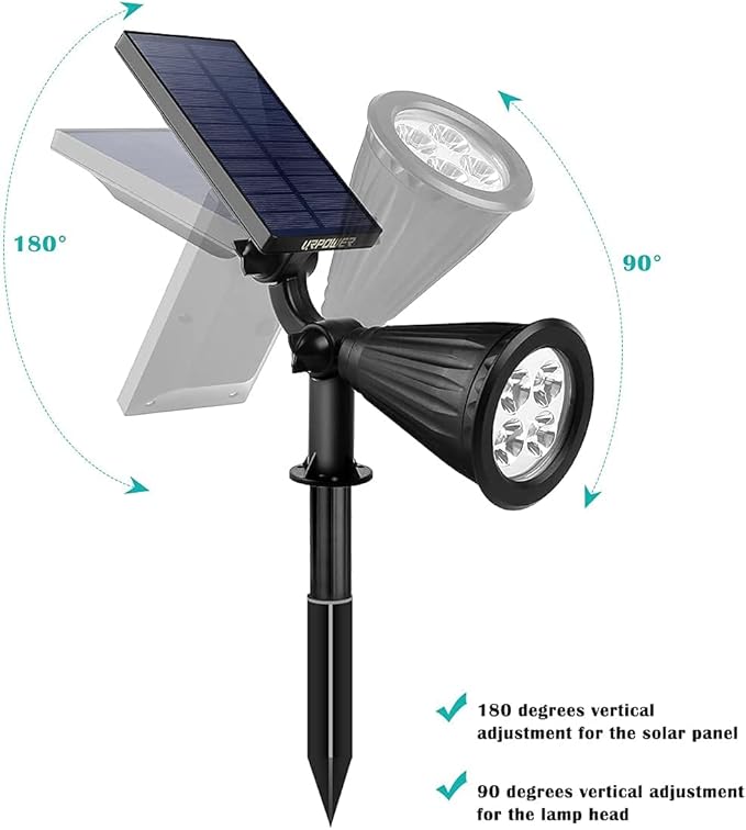 URPOWER Solar Lights Waterproof Solar Lights Outdoor 2-in-1 Adjustable Solar ...