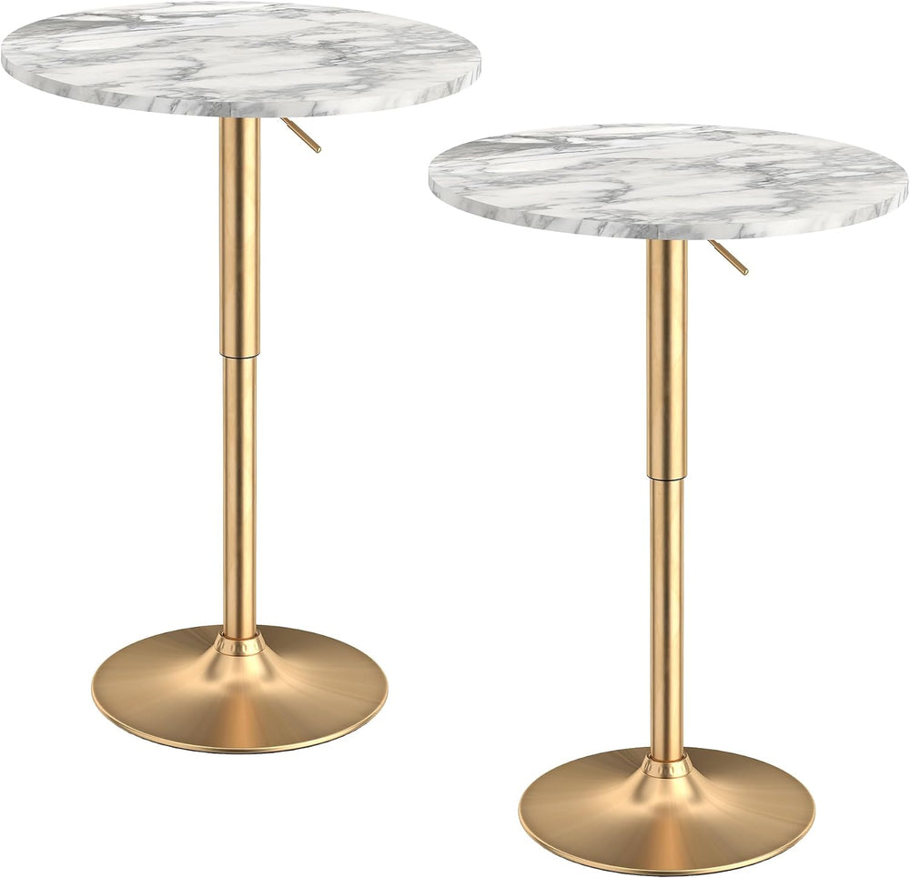 NOBPEINT Round Bar Tables, 360° Swivel Height Adjustable Bistro Pub Table wit...