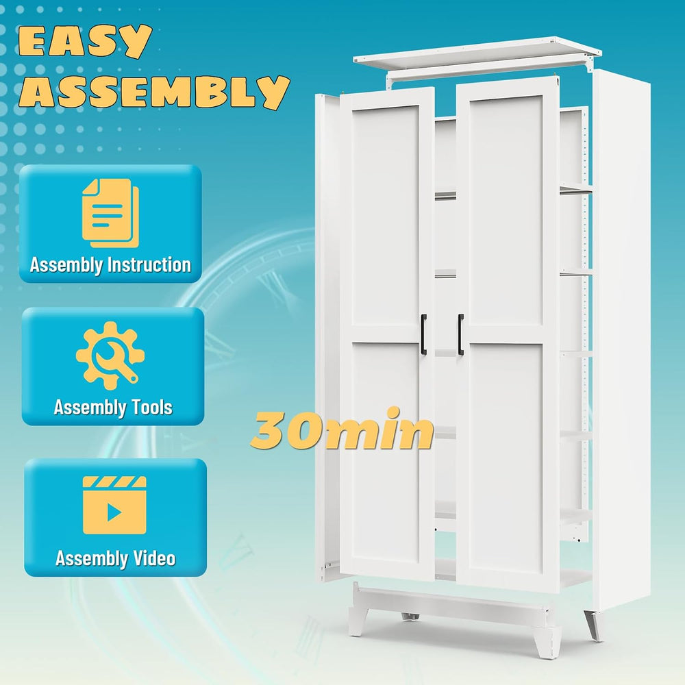 75"Pantry Cabinet,Kitchen Storage Cabinet with 5 Adjustable Shelves
