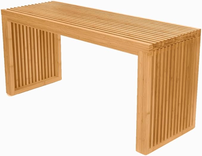 Bamboo Dining Bench, 35 inch Farmhouse Decor Indoor Kitchen Table Bench, Entr...