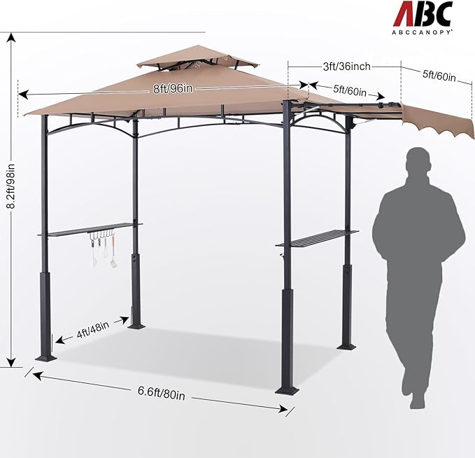 ABCCANOPY Grill Gazebo with Extra Awning - 11x5 Outdoor BBQ Canopy Shelter wi...