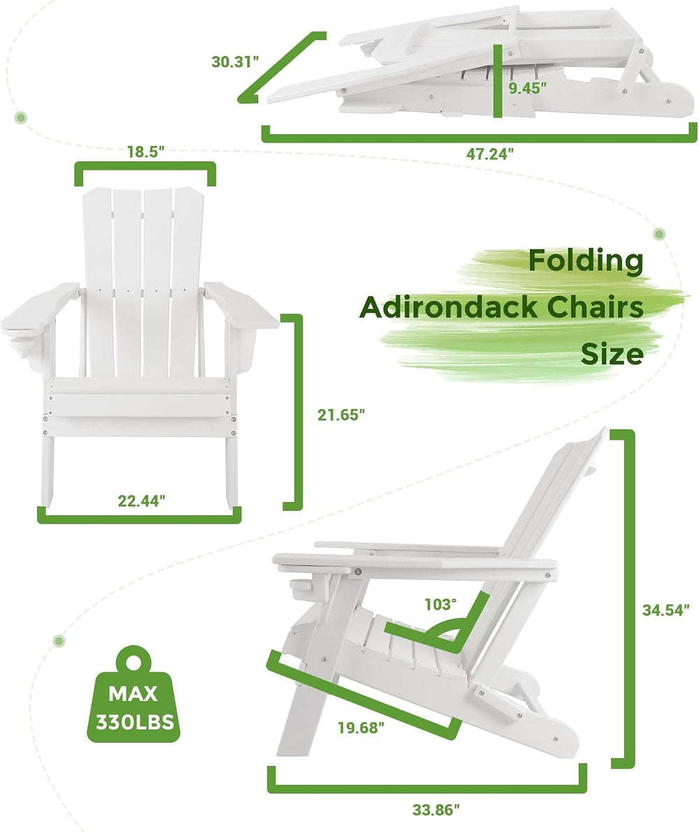 GARDENSTAR Adirondack Chair Oversized Folding Adirondack Chairs Recyclable HD...