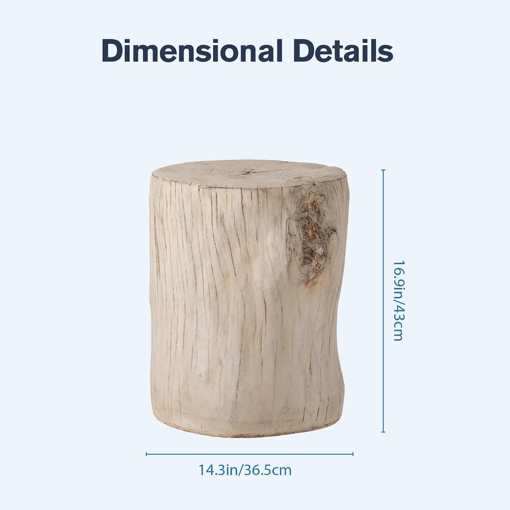 HOMPUS Concrete Outdoor Side Table, Tree Stump, Modern Round Coffee Table