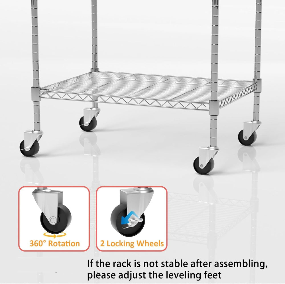 Garage Shelving with Wheels, 5 Tier Shelving Unit and Adjustable Feet, 865 lb...