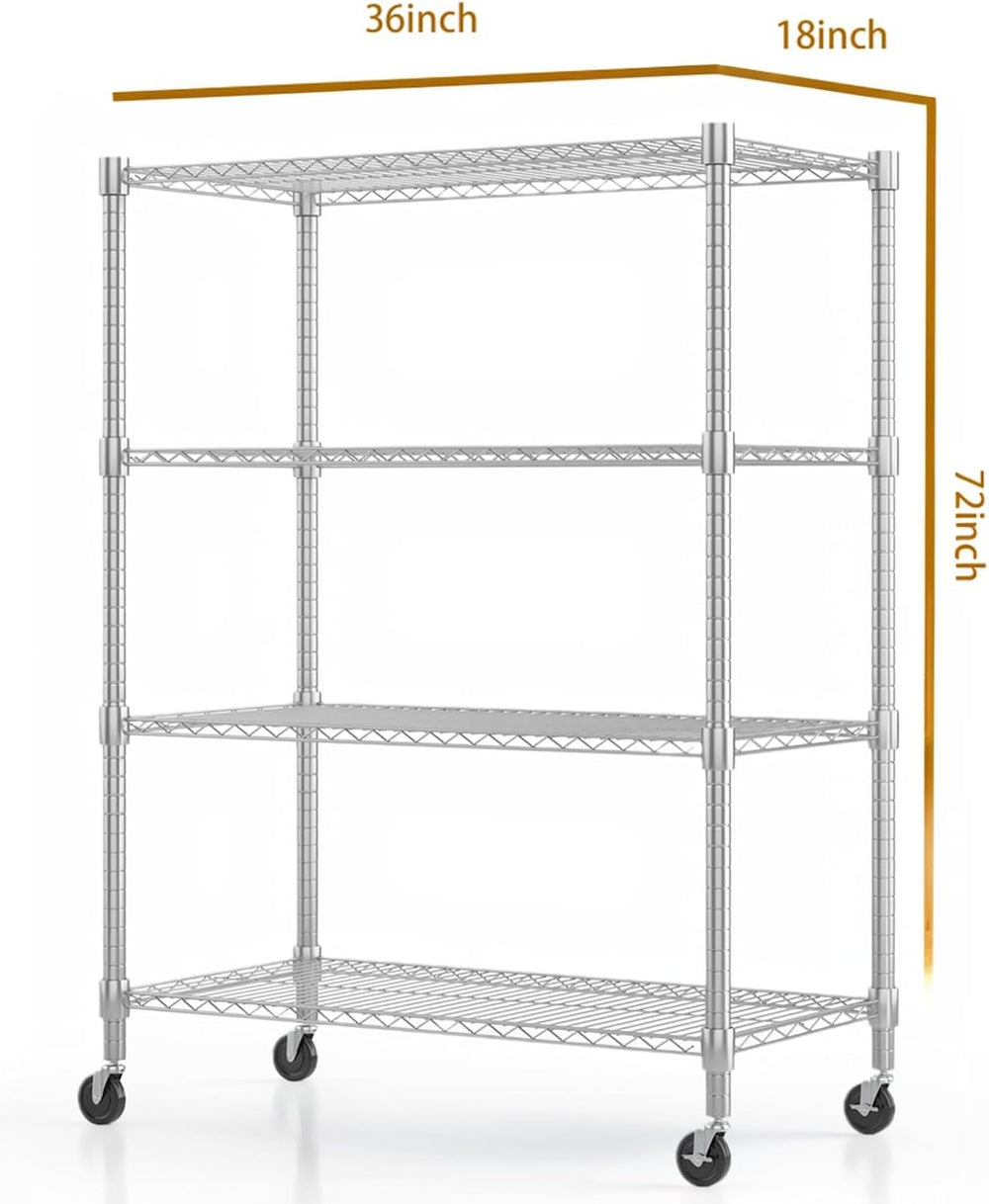 Himimi 4-Tier Heavy Duty Steel Wire Rack Storage Shelving, Adjustable Metal S...