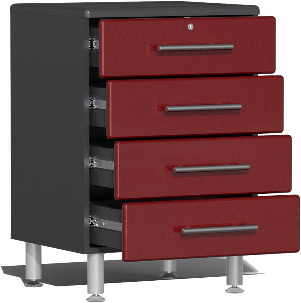 Ulti-MATE UG22091R 9-Piece Garage Cabinet Kit with Channeled Worktop in Ruby ...