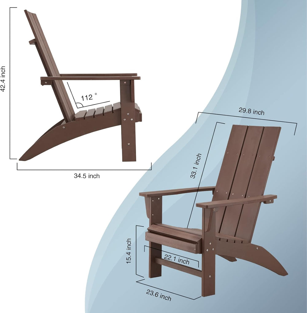 Psilvam Modern Adirondack Chairs 1 PC, Dark Brown