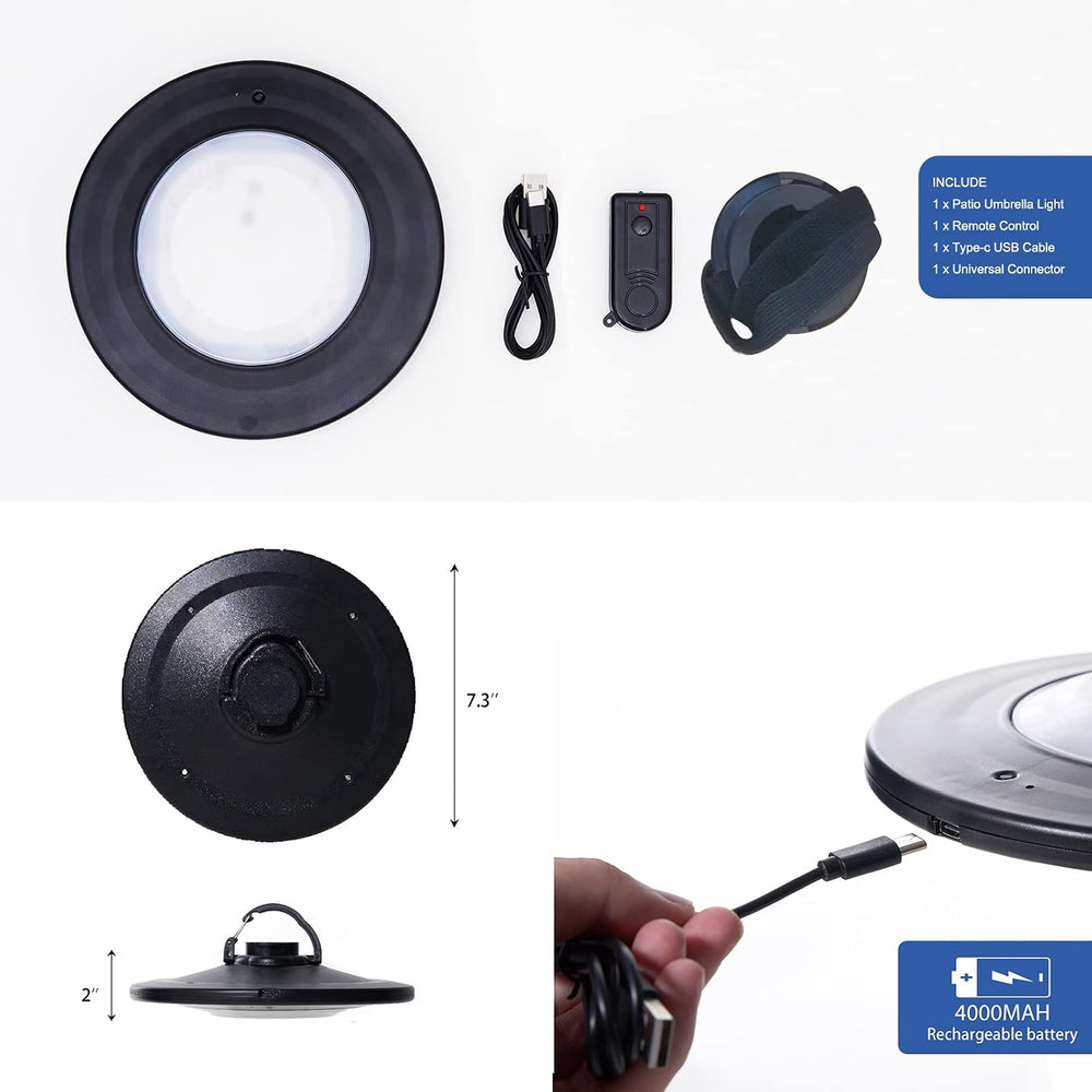 Umbrella Lights with Remote, Rechargeable Patio Cantilever Umbrella Lights wi...