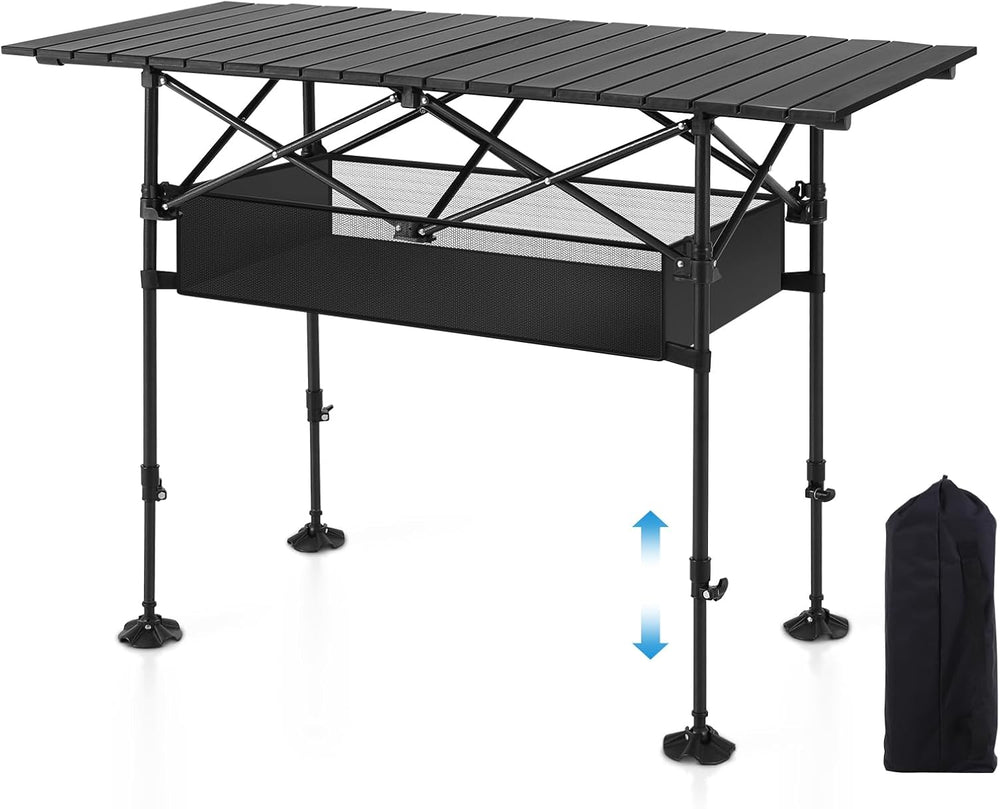 LET'S CAMP Folding Camping Table, Aluminum Roll-up Picnic Backpacking Table